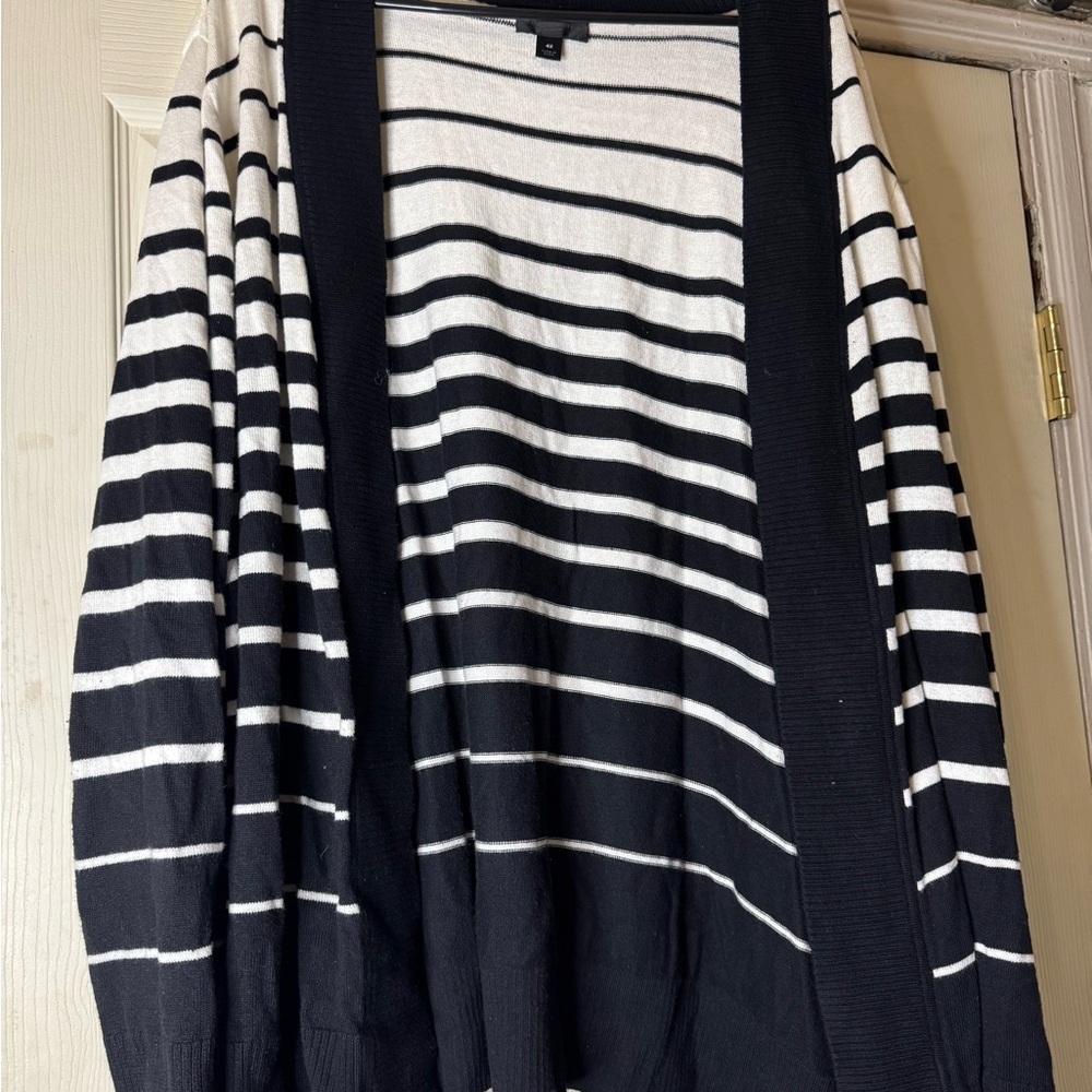 Black and White Striped Women's Cardigan